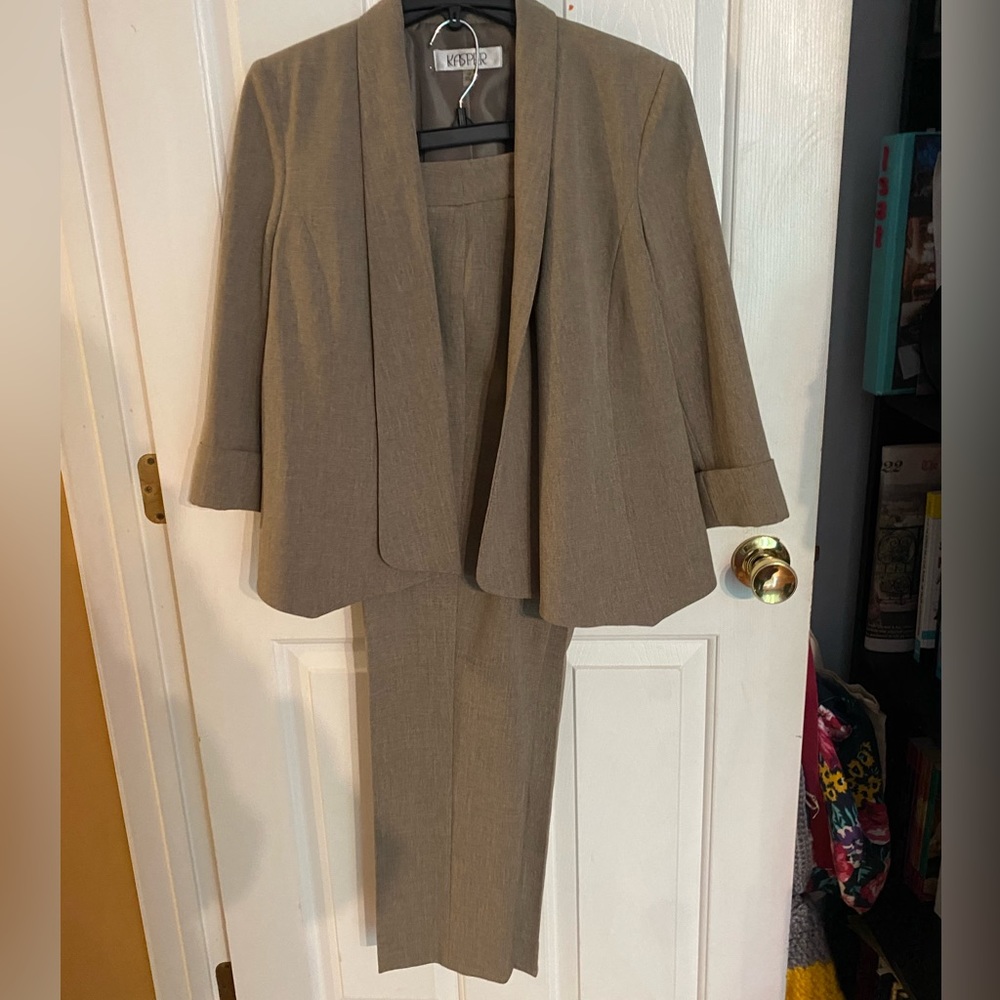 Brown Kasper suit petite women’s suit beige